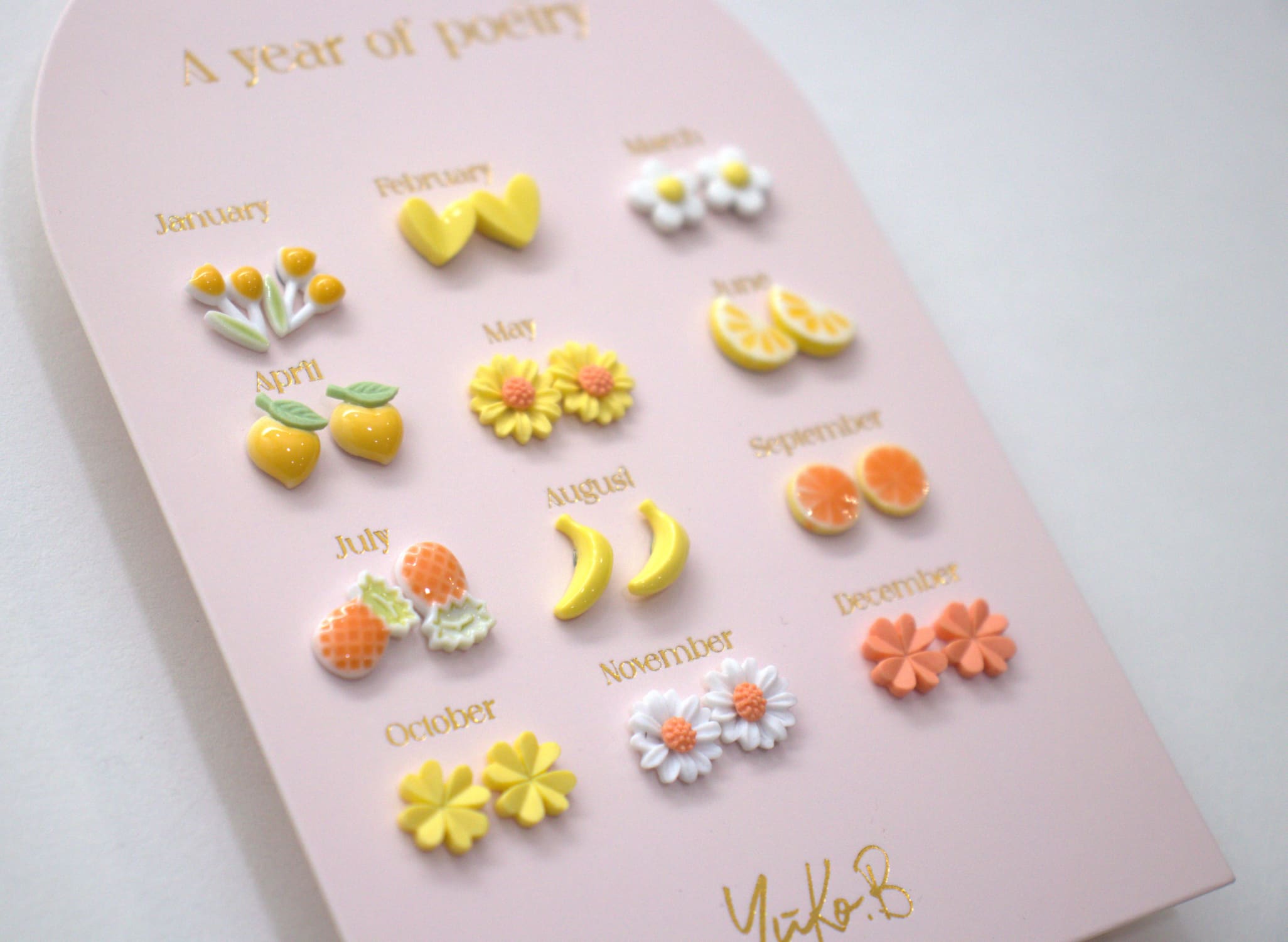 Set of 12 pairs of earrings, A year of poetry - Viva