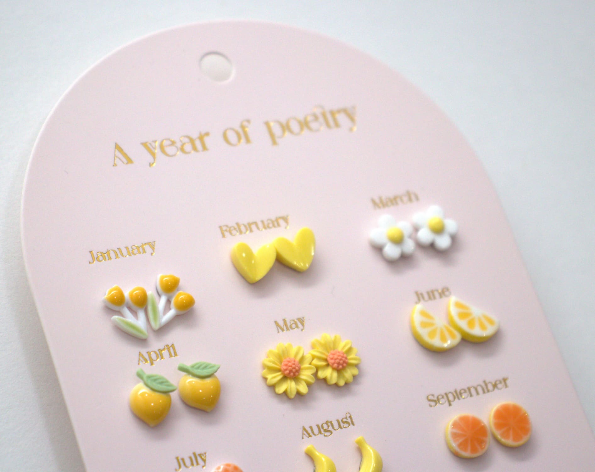 Set of 12 pairs of earrings, A year of poetry - Viva