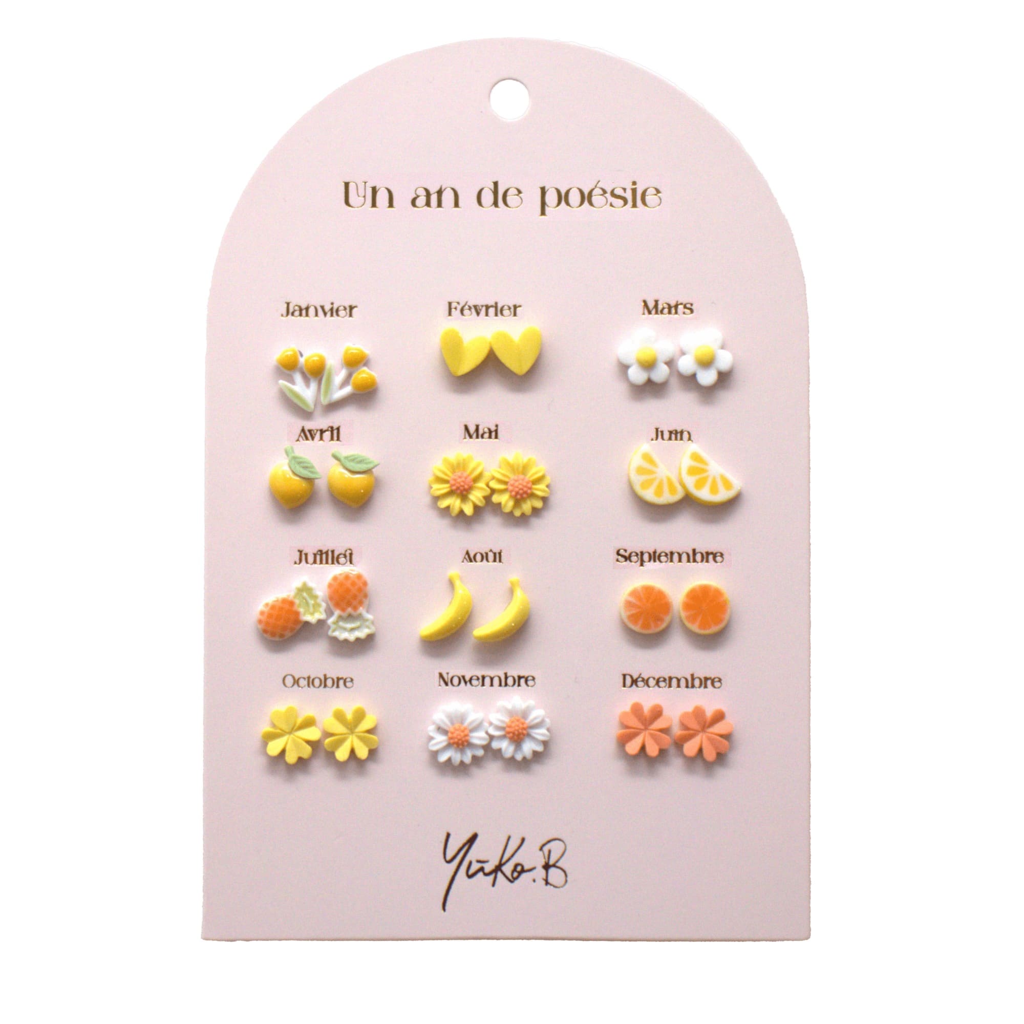 Set of 12 pairs of earrings, A year of poetry - Viva