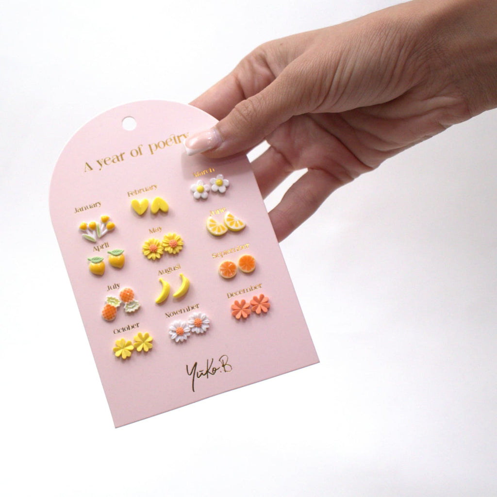 Set of 12 pairs of earrings, A year of poetry - Viva