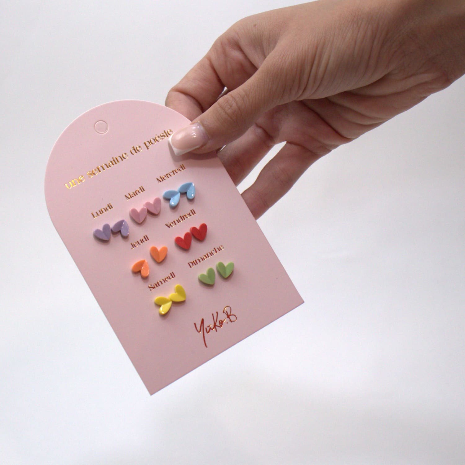 Set of 7 pairs of earrings, A week of poetry - Hearts