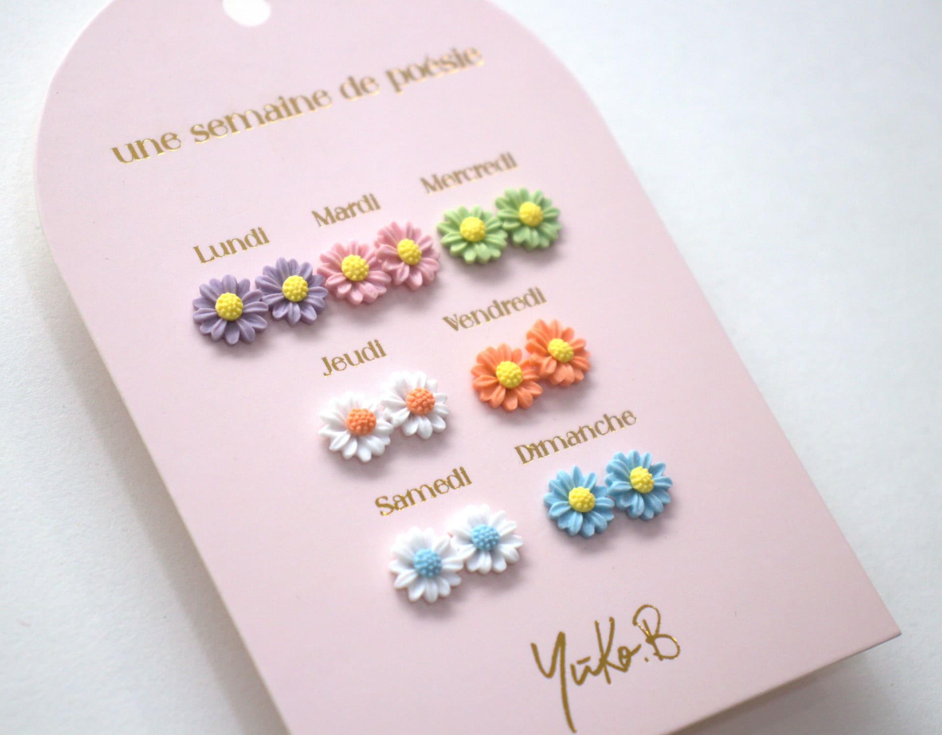 Set of 7 pairs of earrings, A week of poetry - Flowers