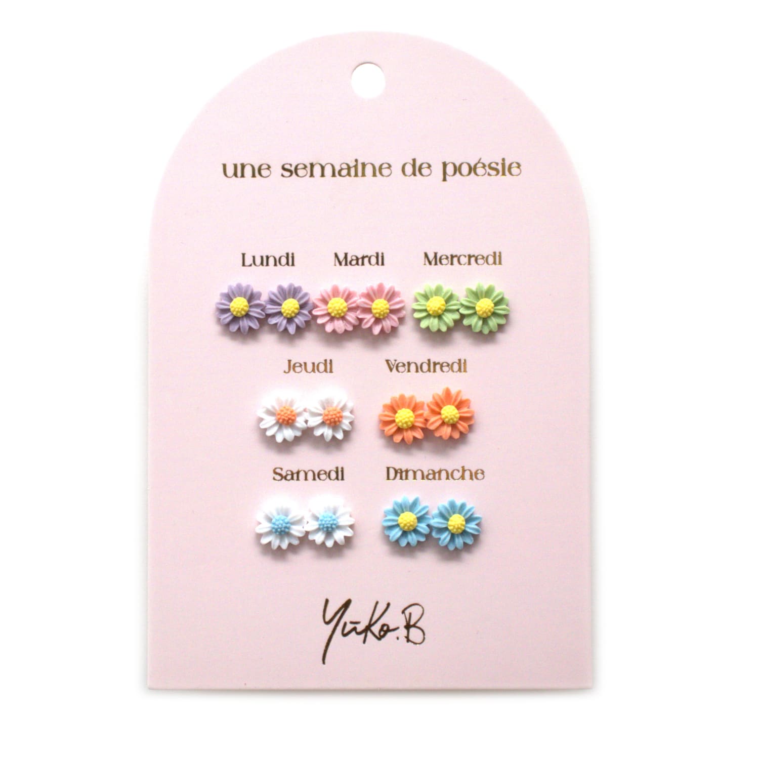 Set of 7 pairs of earrings, A week of poetry - Flowers