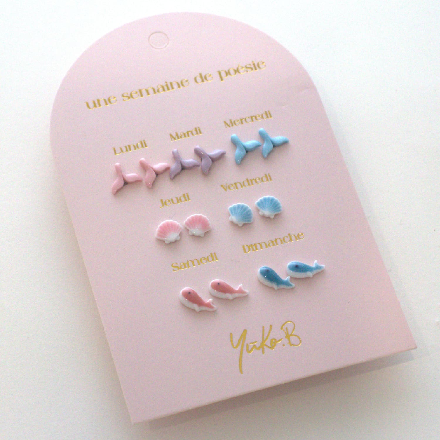 Set of 7 pairs of earrings, A week of poetry - Ocean