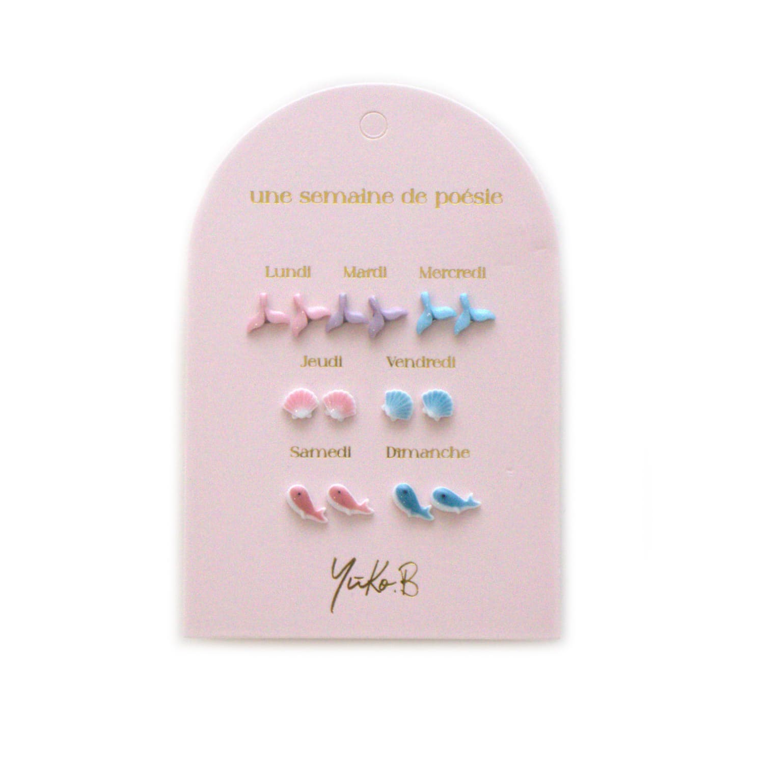 Set of 7 pairs of earrings, A week of poetry - Ocean