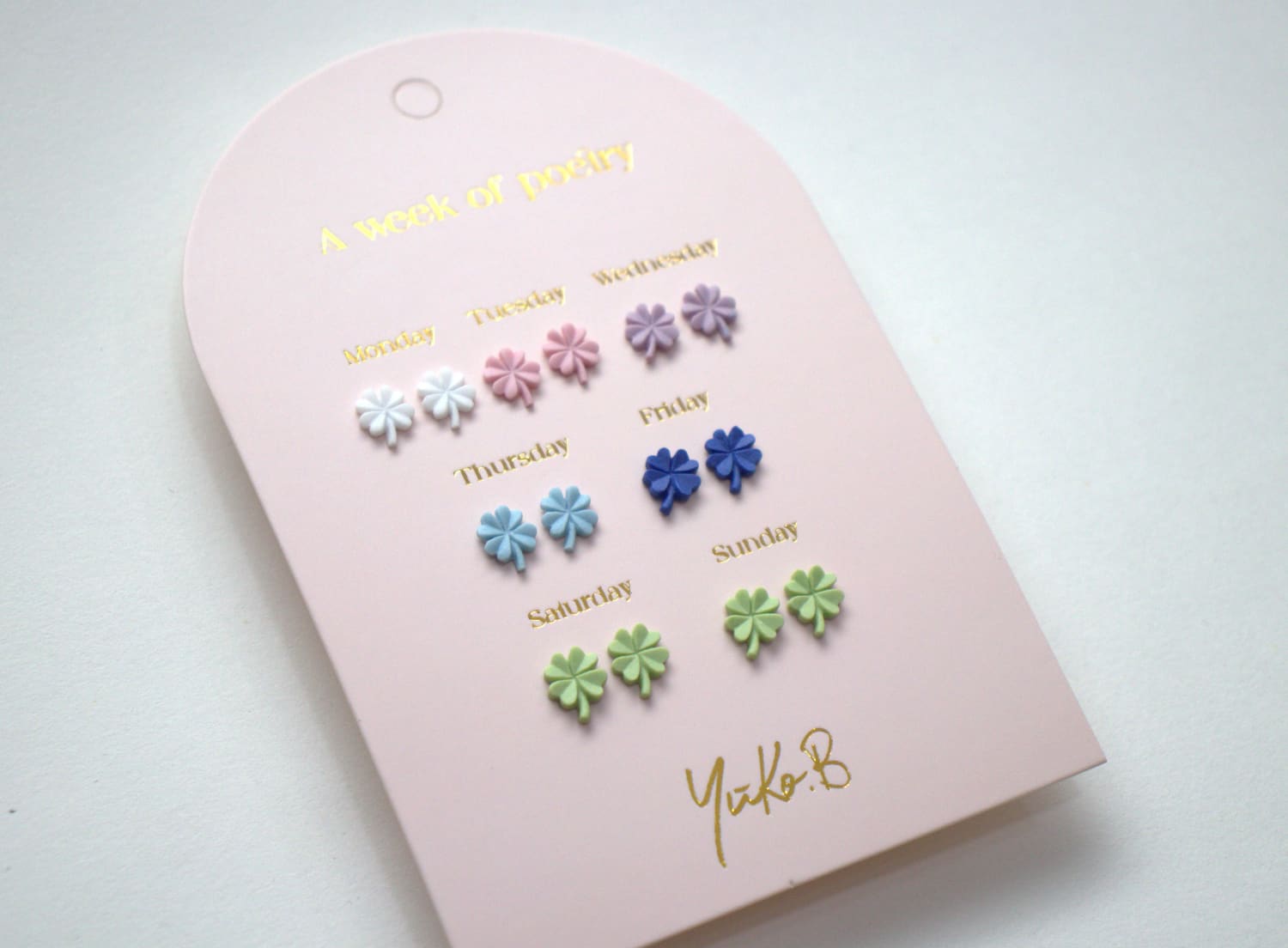 Set of 7 pairs of earrings, A week of poetry - Quadrifoglio