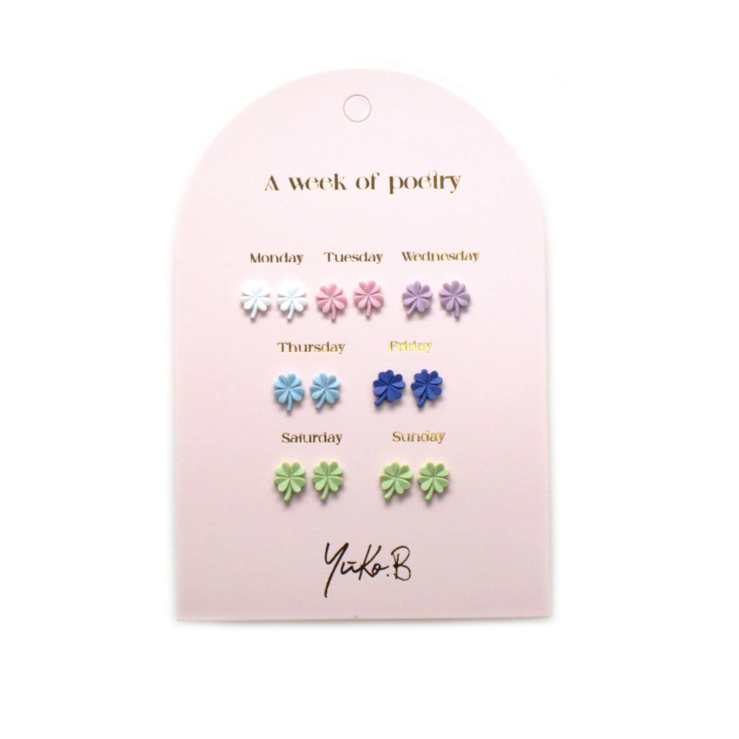 Set of 7 pairs of earrings, A week of poetry - Quadrifoglio
