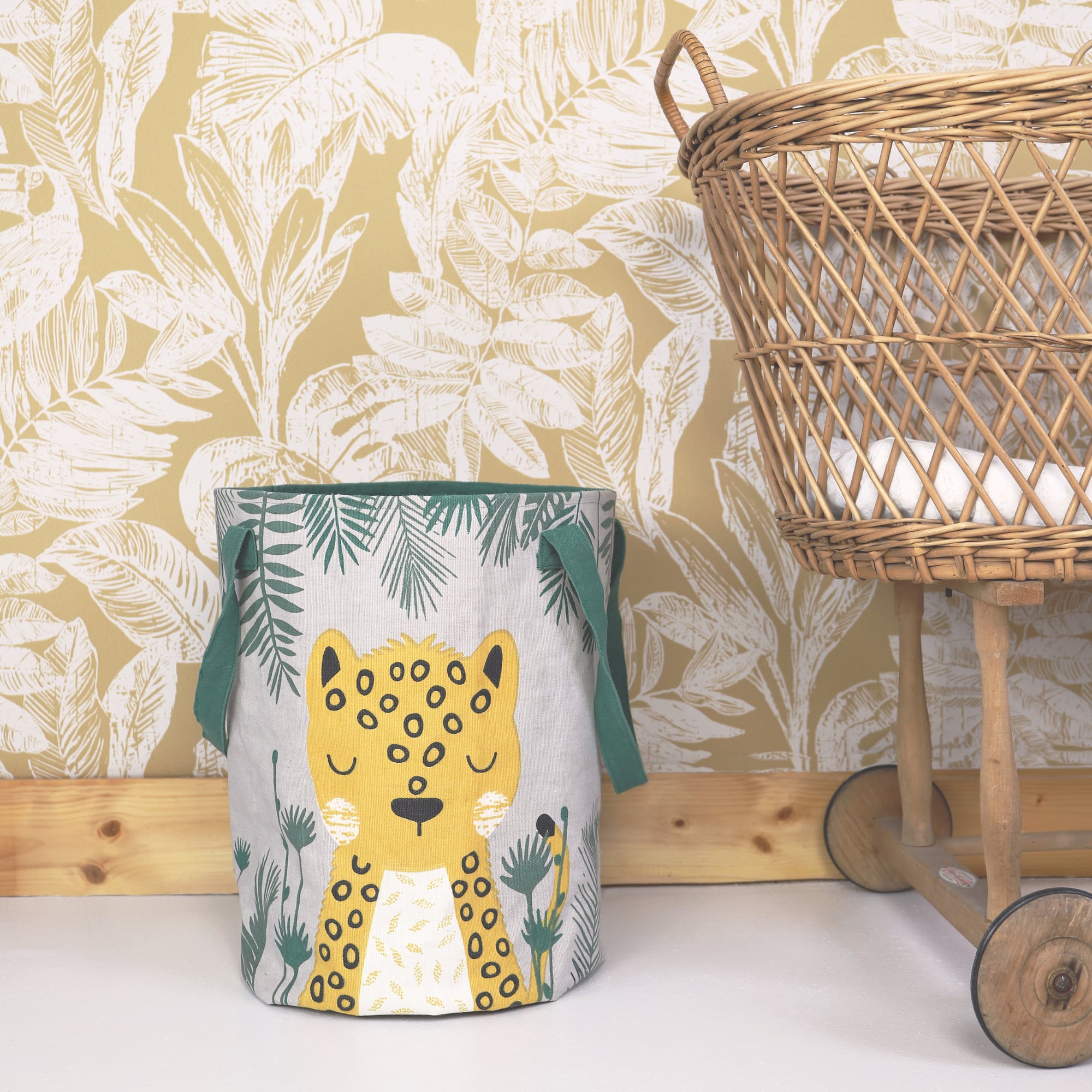 Portagiochi grande in cotone - Leopardo