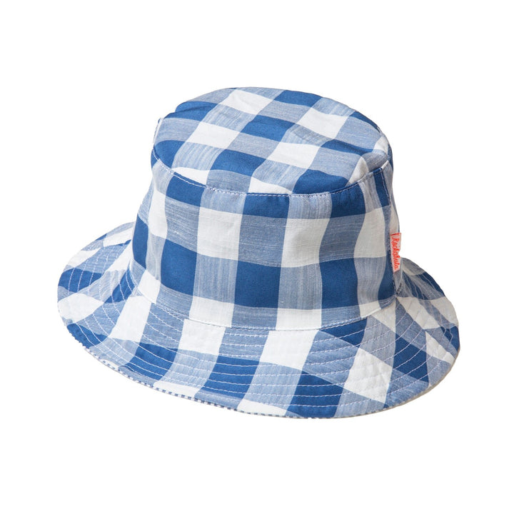 Cappello da sole reversibile, Quadretti blu (3-6 anni)