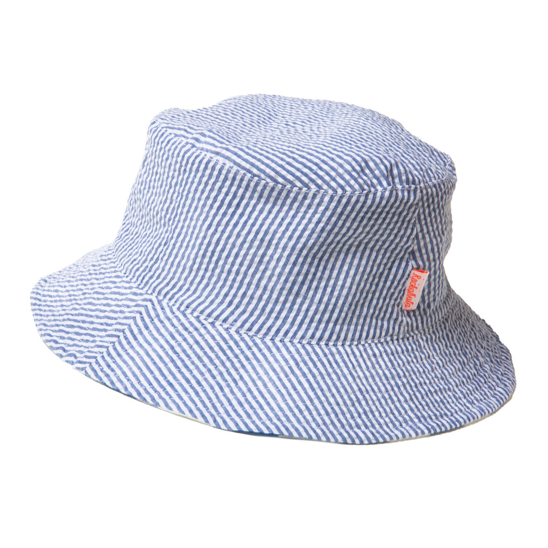 Cappello da sole reversibile, Quadretti blu (3-6 anni)