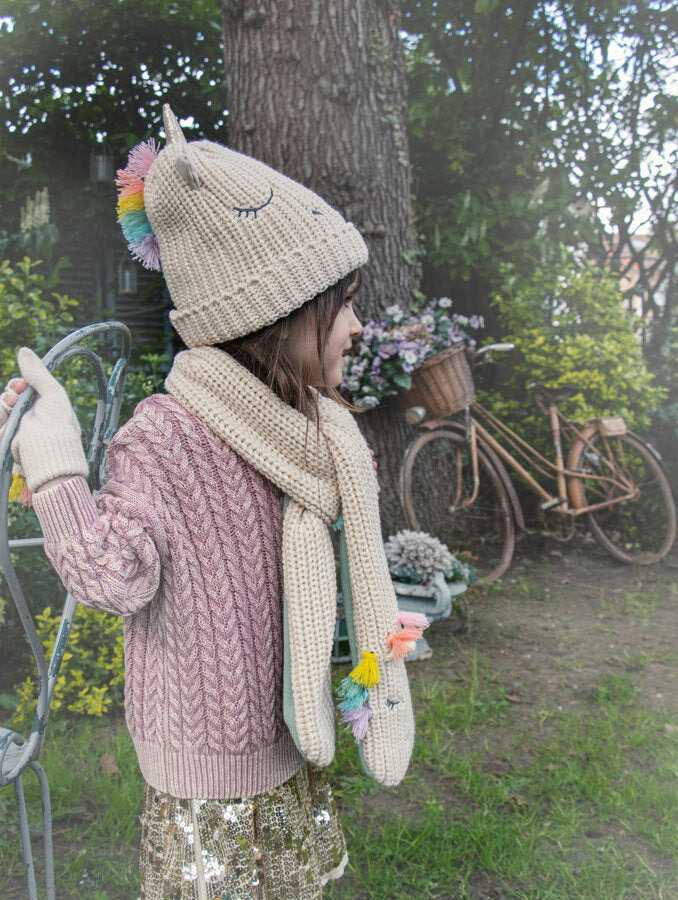 Sciarpa in maglia, Unicorno arcobaleno
