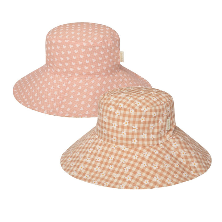 Cappello da sole reversibile, Margherite quadretti (3-6 anni)