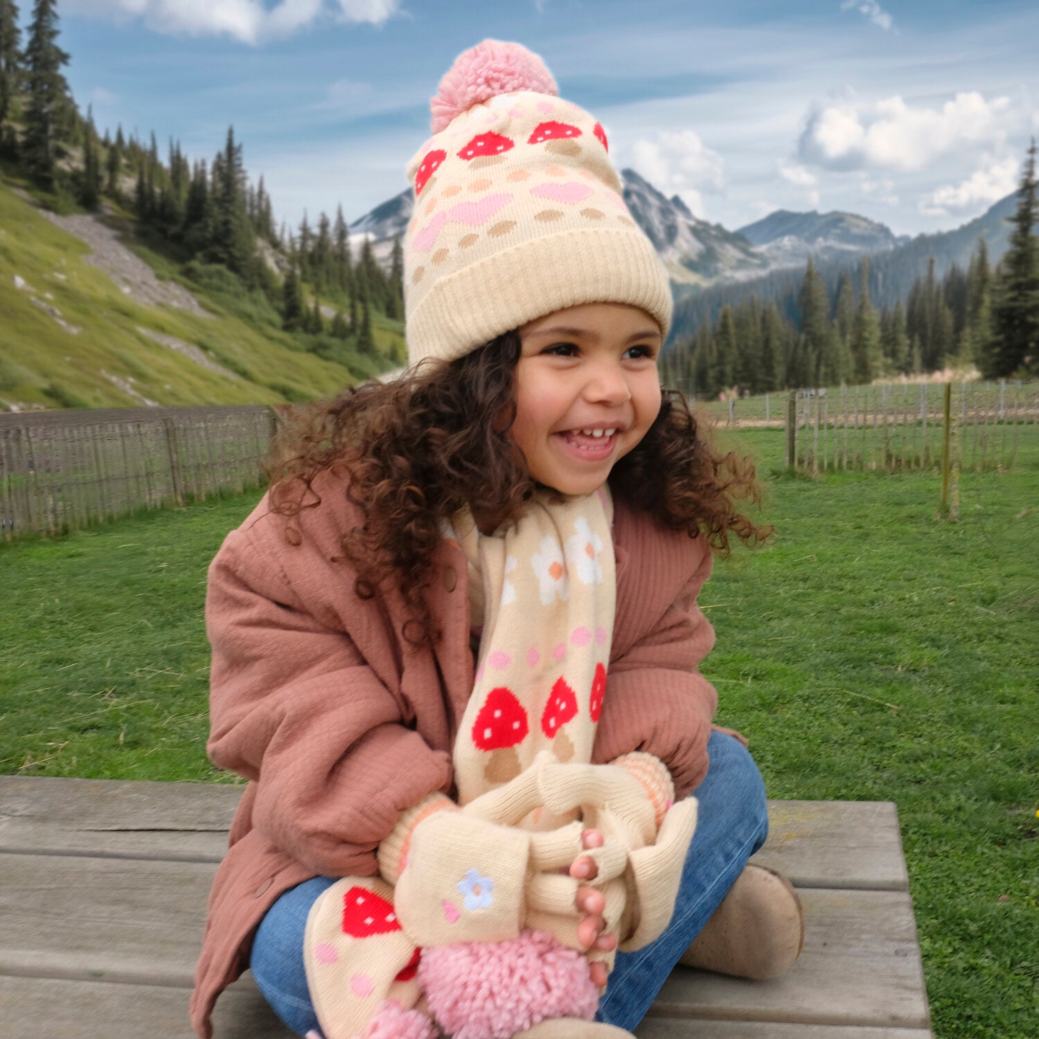 Guanti in maglia, Funghi (3-6 anni)