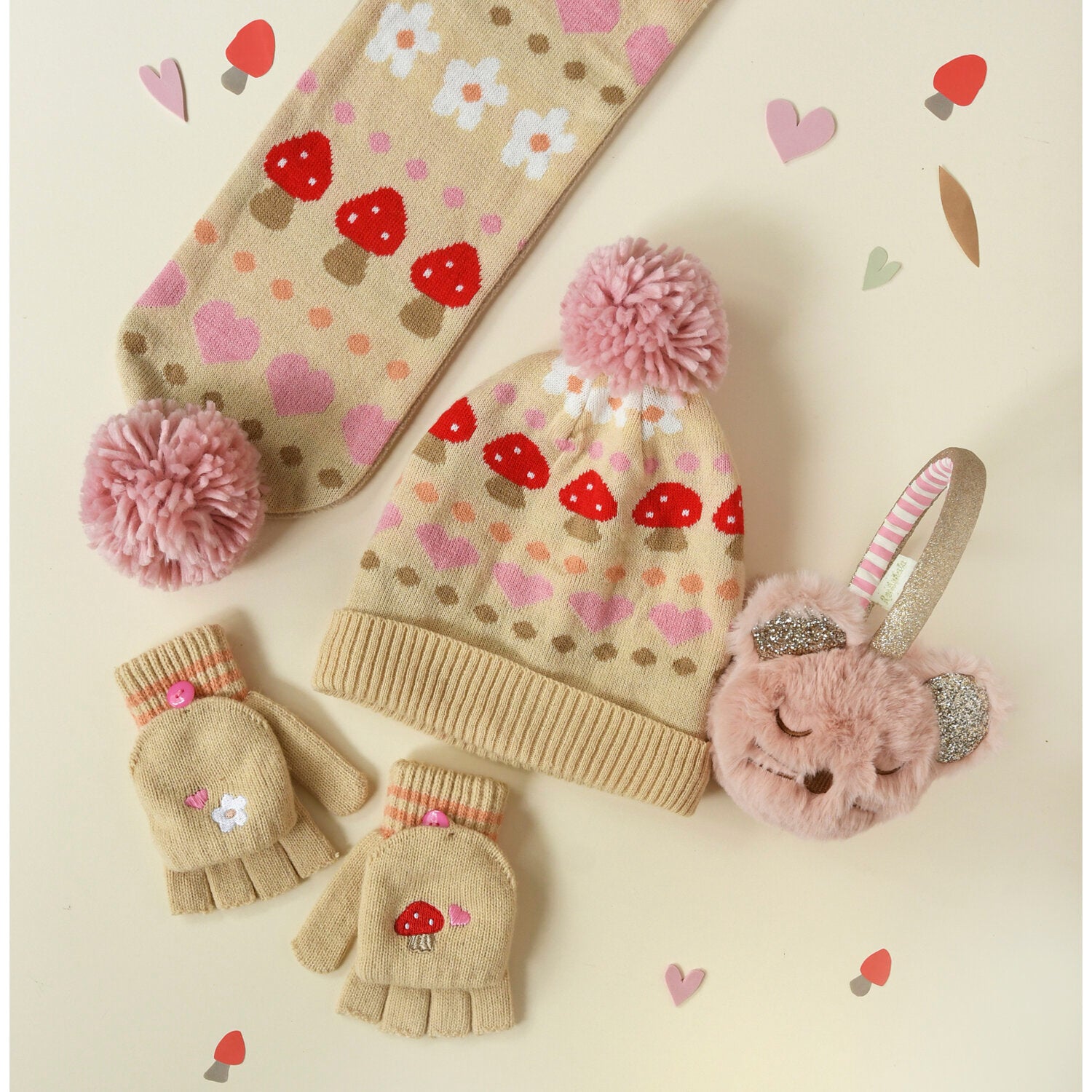 Guanti in maglia, Funghi (3-6 anni)