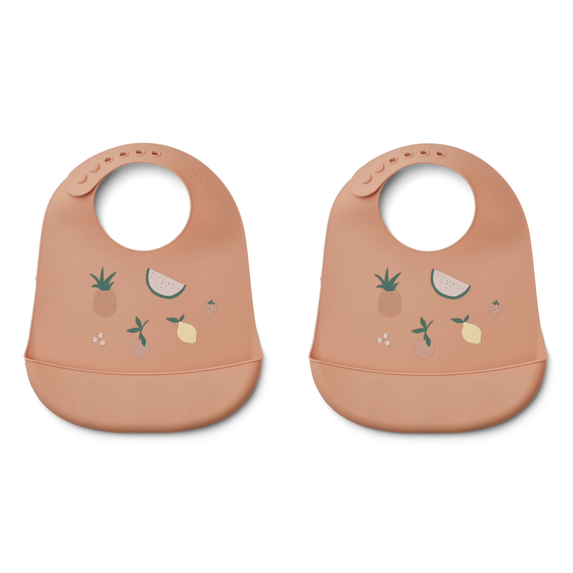 Set of 2 fruit silicone bibs