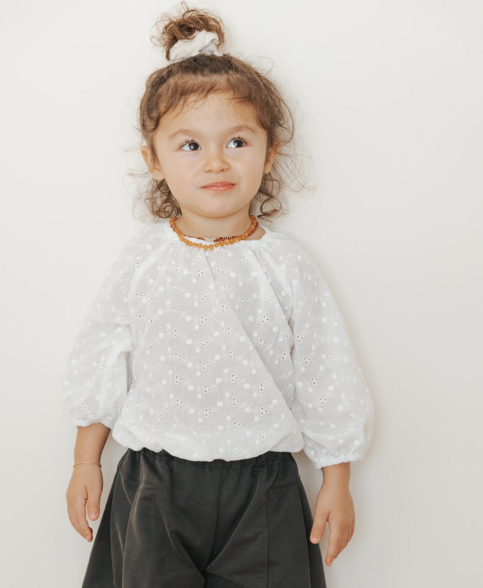 Top sangallo in bambù e cotone bio, Off white | Bamboom Made in italy