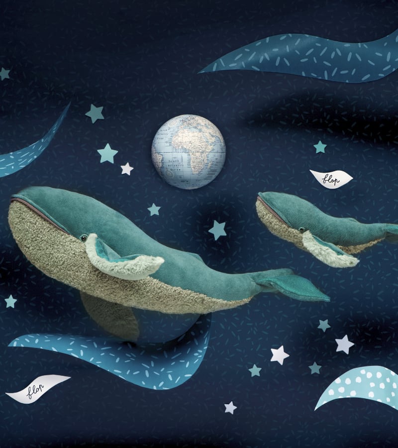 Large humpback whale plush toy