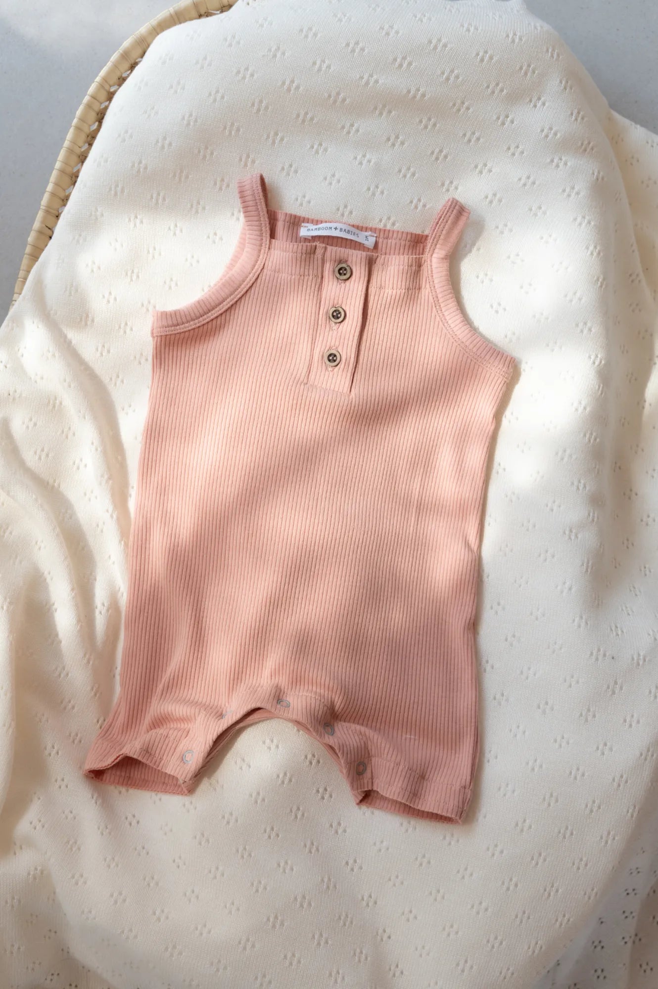 Tutina a canotta in bambù e cotone bio, Soft peach