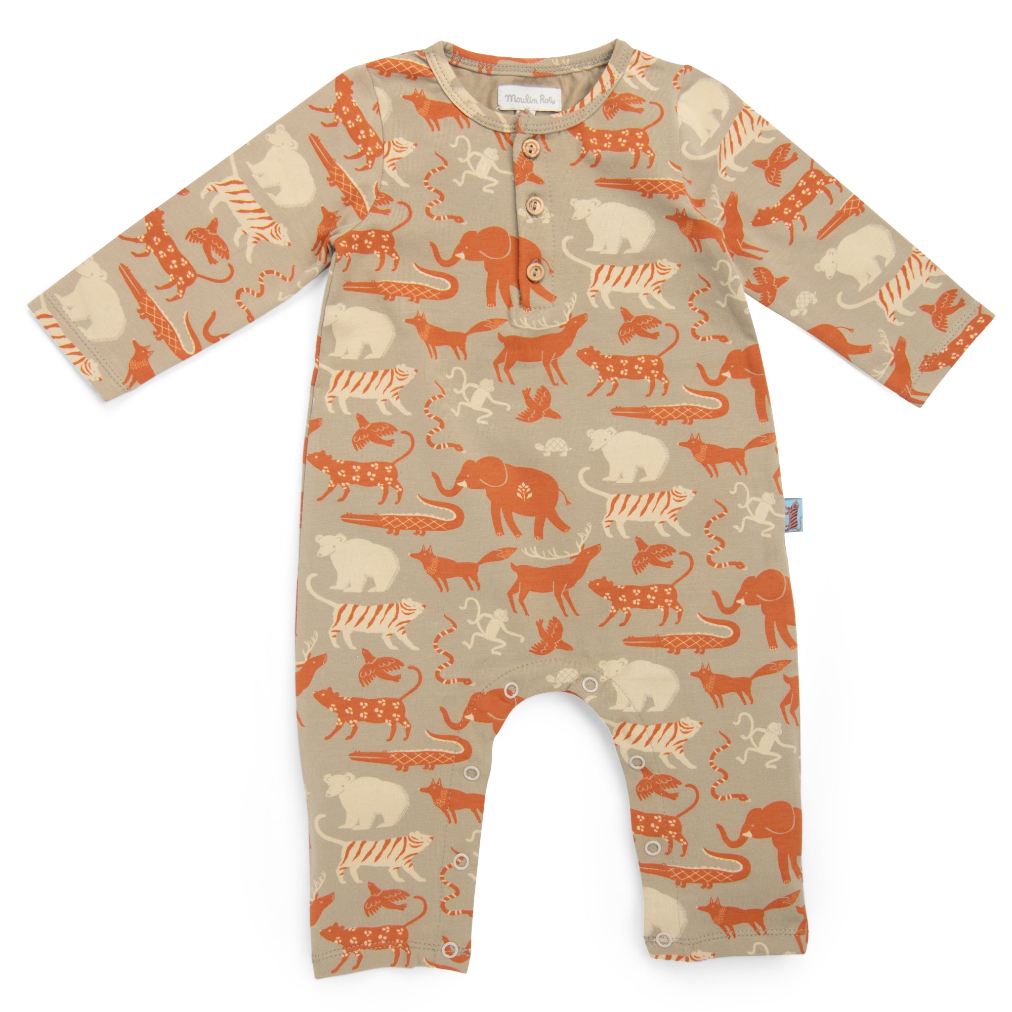 Long jersey jumpsuit with an all-over animal print, Maël