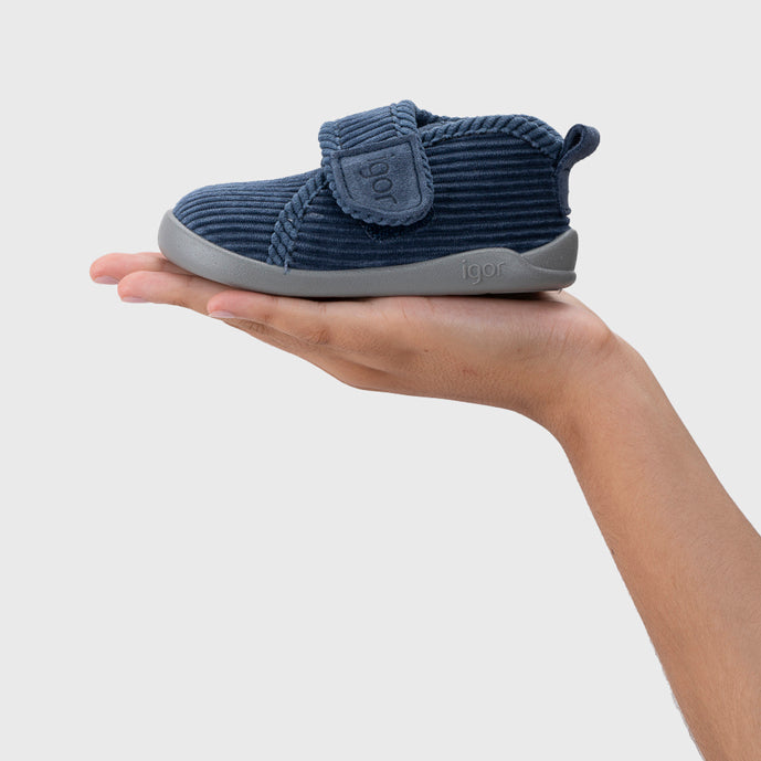 Children's slippers, Homie navy velvet