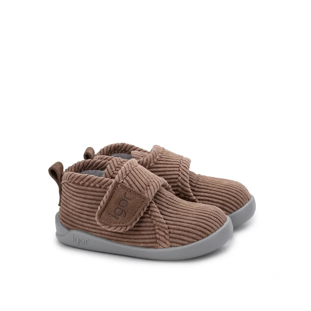 Children's slippers, Homie brown velvet