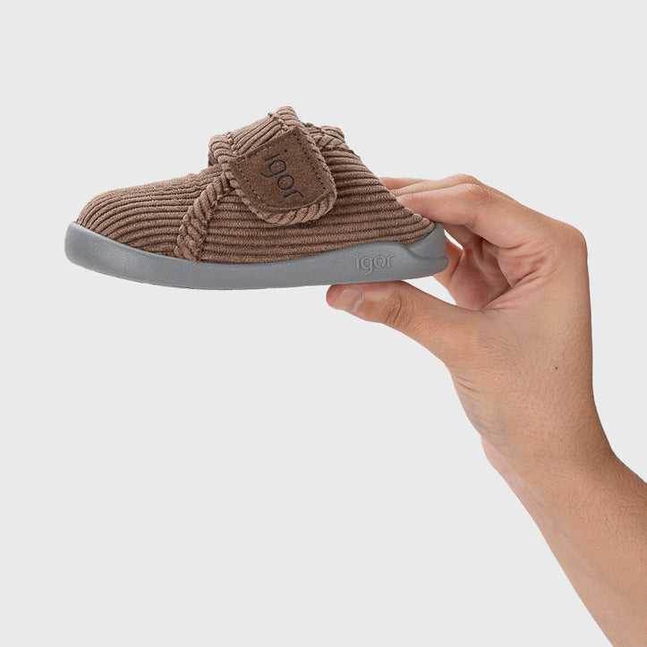 Children's slippers, Homie brown velvet