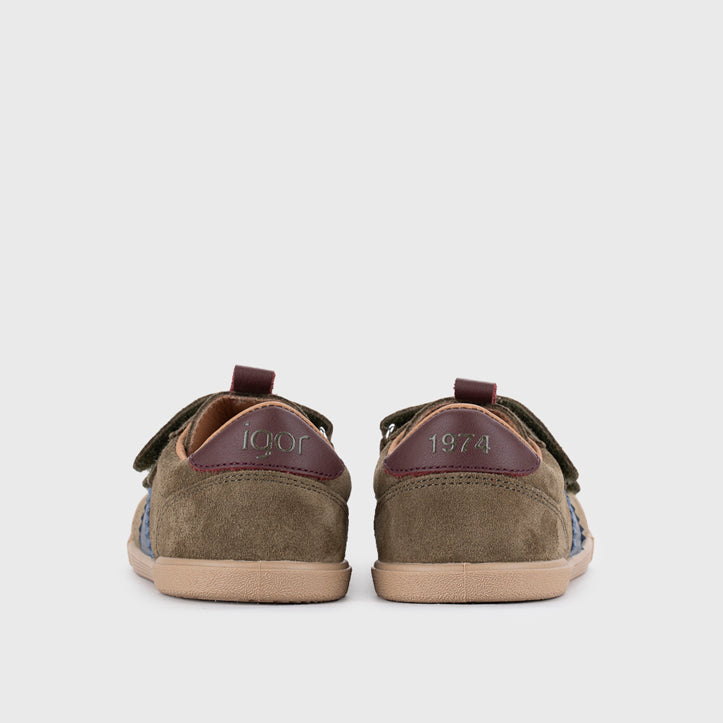 Scarpe in pelle, Tennis bicolor kaki