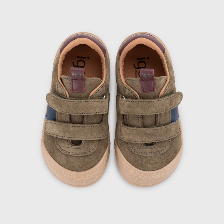 Scarpe in pelle, Tennis bicolor kaki