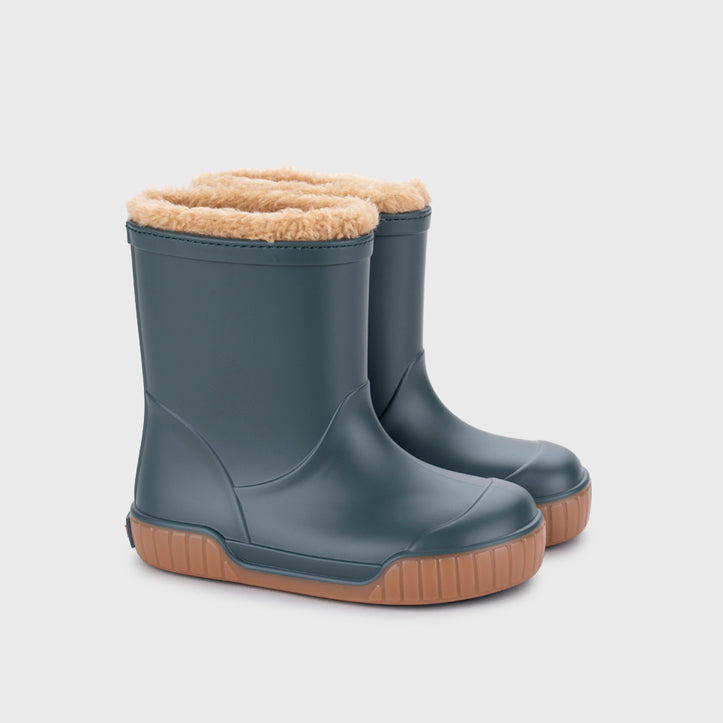 Bottes de pluie barefoot doublées Pau Gris pétrole