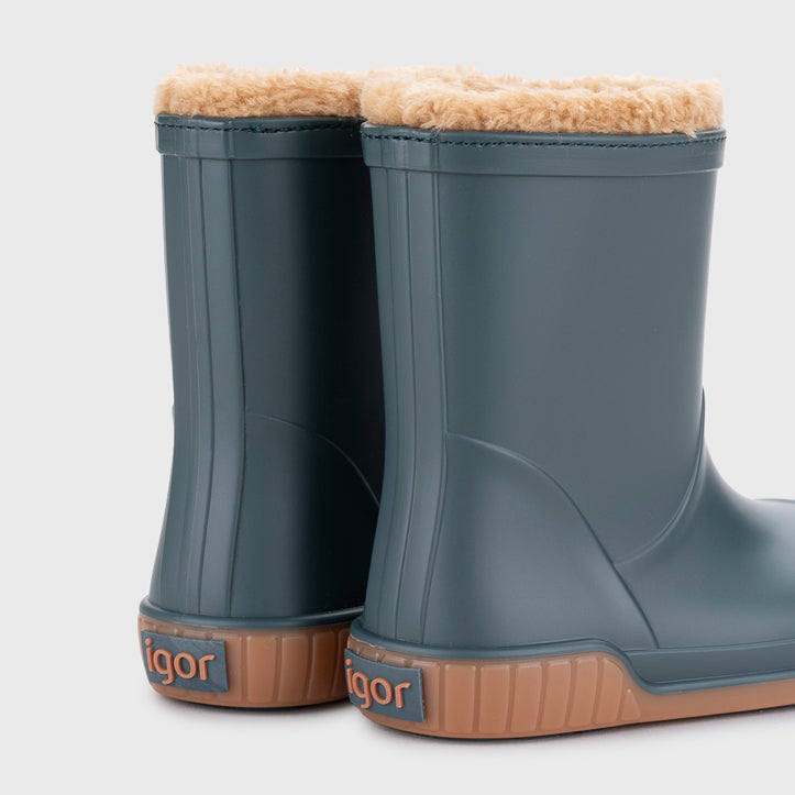 Bottes de pluie barefoot doublées Pau Gris pétrole