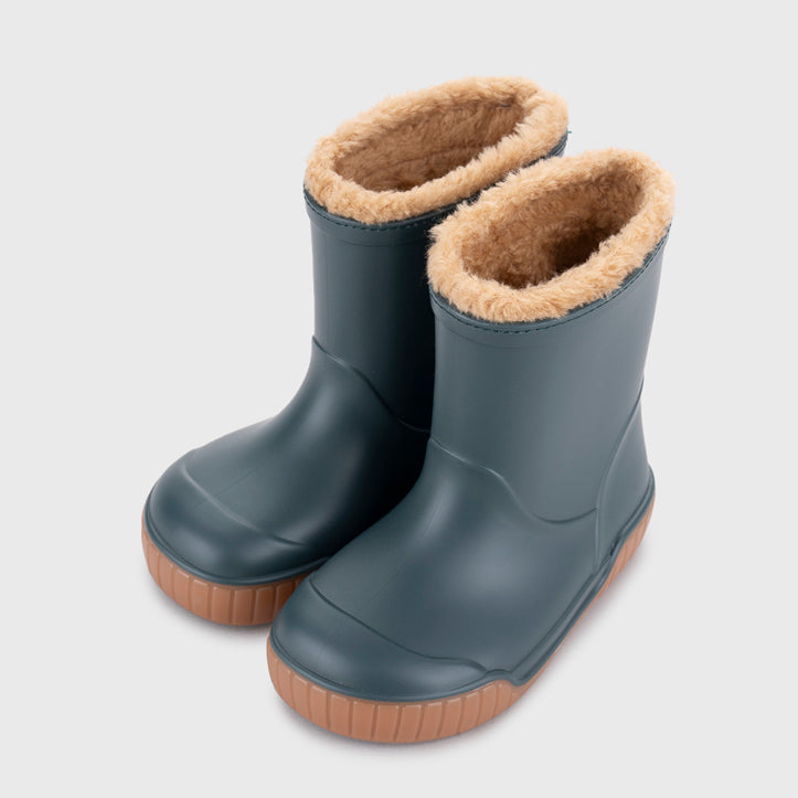 Bottes de pluie barefoot doublées Pau Gris pétrole