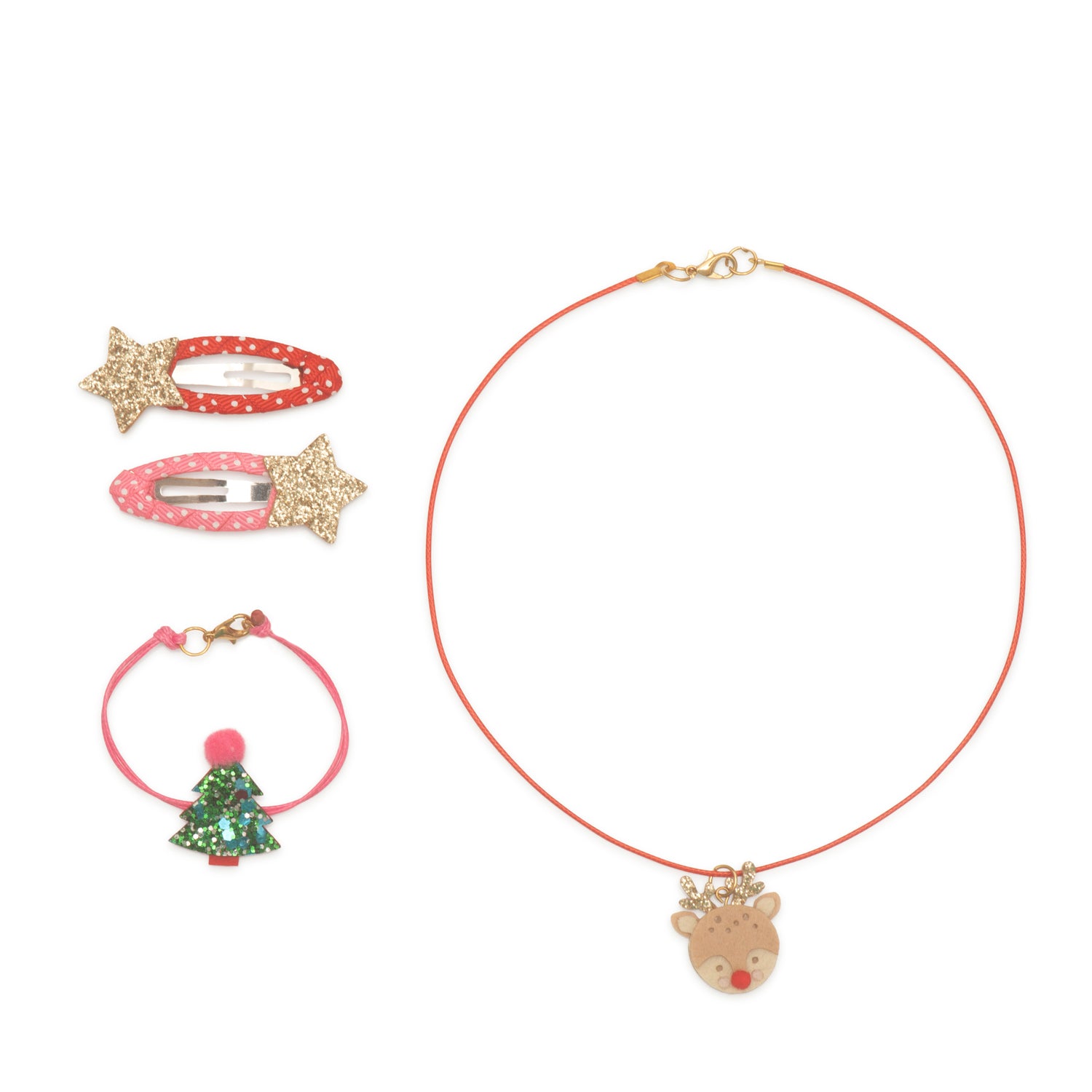 Necklace, Bracelet and Clips Gift Set, Christmas