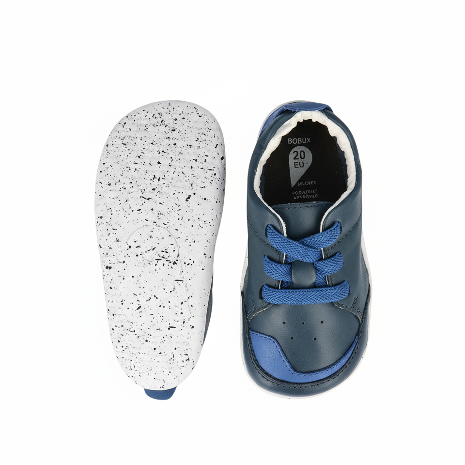 First step shoes in leather, Xplorer Sport Navy Binjau