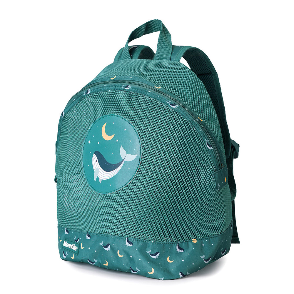 Sand-proof beach backpack, Teal Whale
