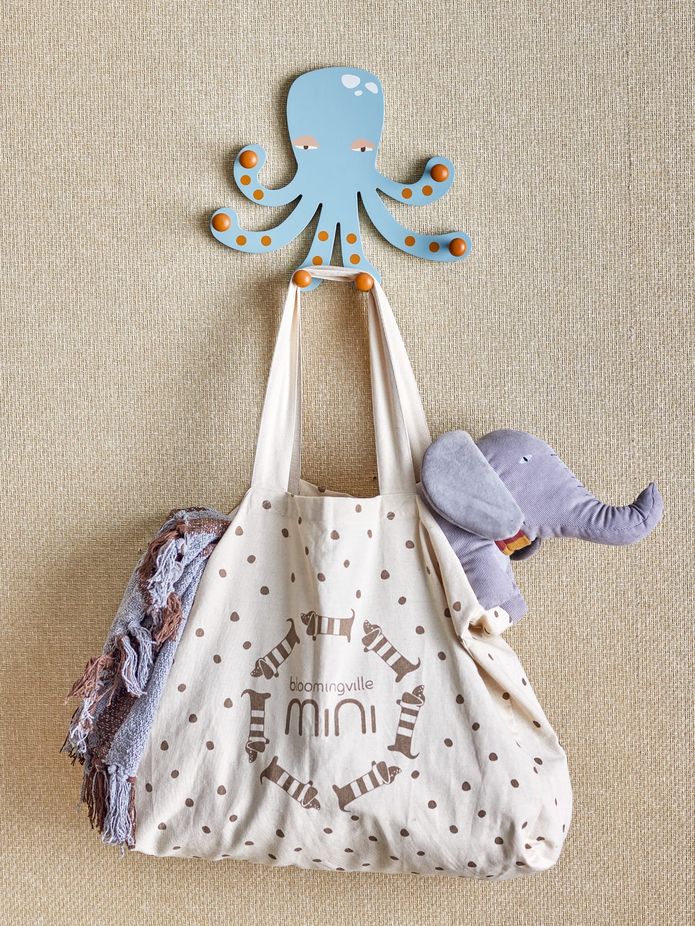 Blue octopus coat hanger