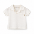 Maglietta polo in bambù e cotone bio, Off white, capo intero su sfondo bianco