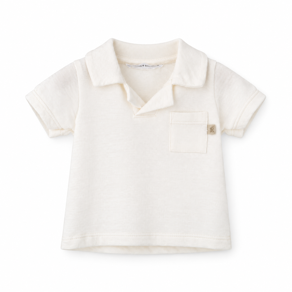 Maglietta polo in bambù e cotone bio, Off white, capo intero su sfondo bianco