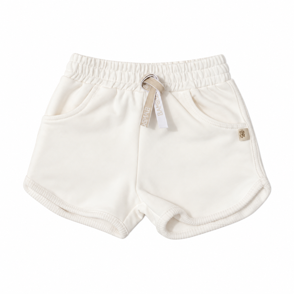 Pantaloncino in bambù cotone bio, Off white, capo intero su sfondo bianco