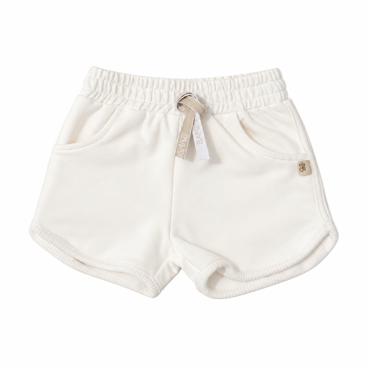 Pantaloncino in bambù cotone bio, Off white, capo intero su sfondo bianco