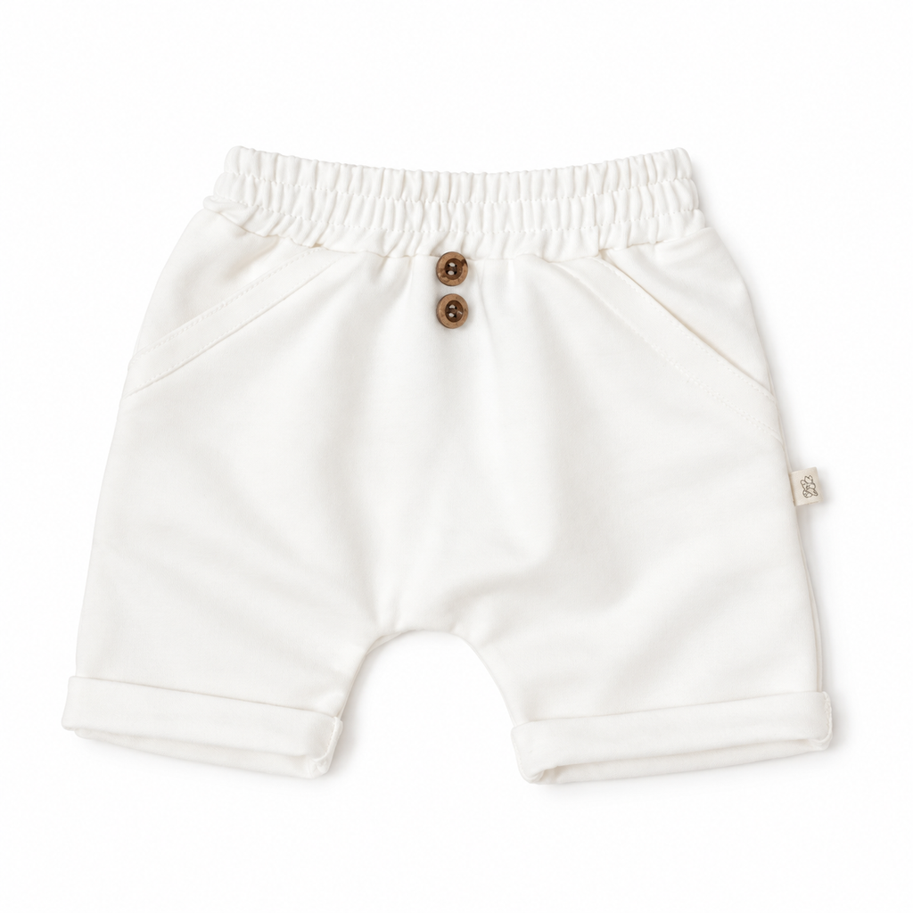 Pantaloni bermuda in bambù e cotone bio, Jeans white, capo intero su sfondo bianco