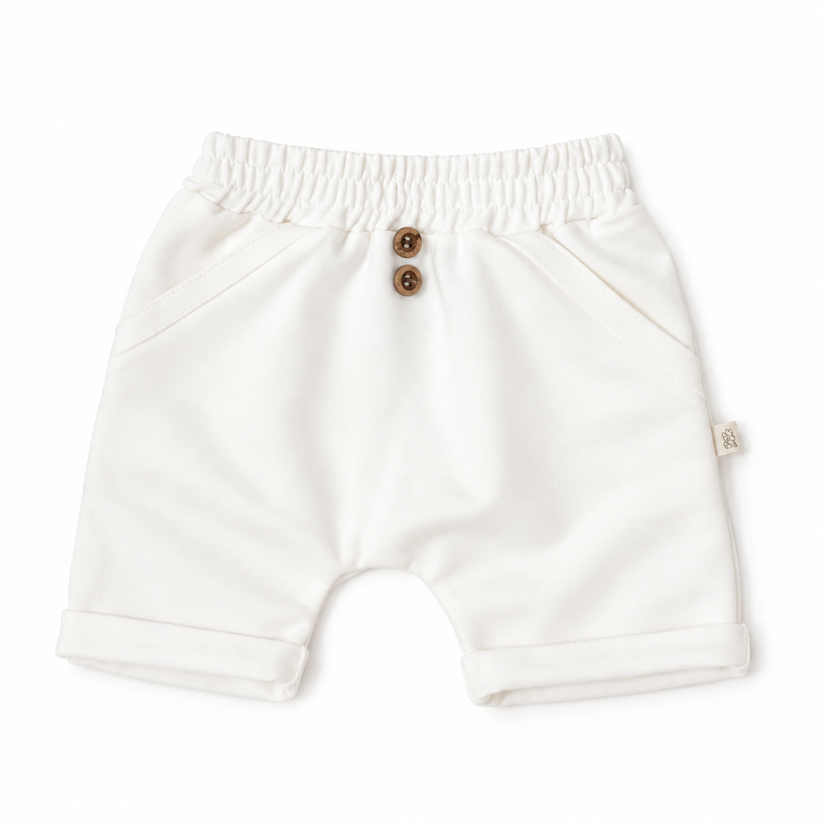 Pantaloni bermuda in bambù e cotone bio, Jeans white, capo intero su sfondo bianco
