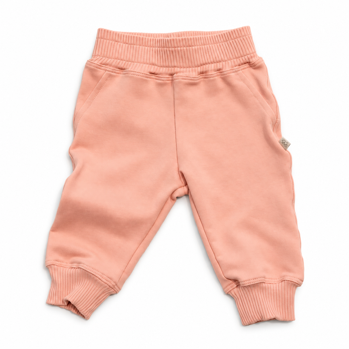 Pantaloni tuta in bambù e cotone bio, Soft peach, capo intero su sfondo bianco