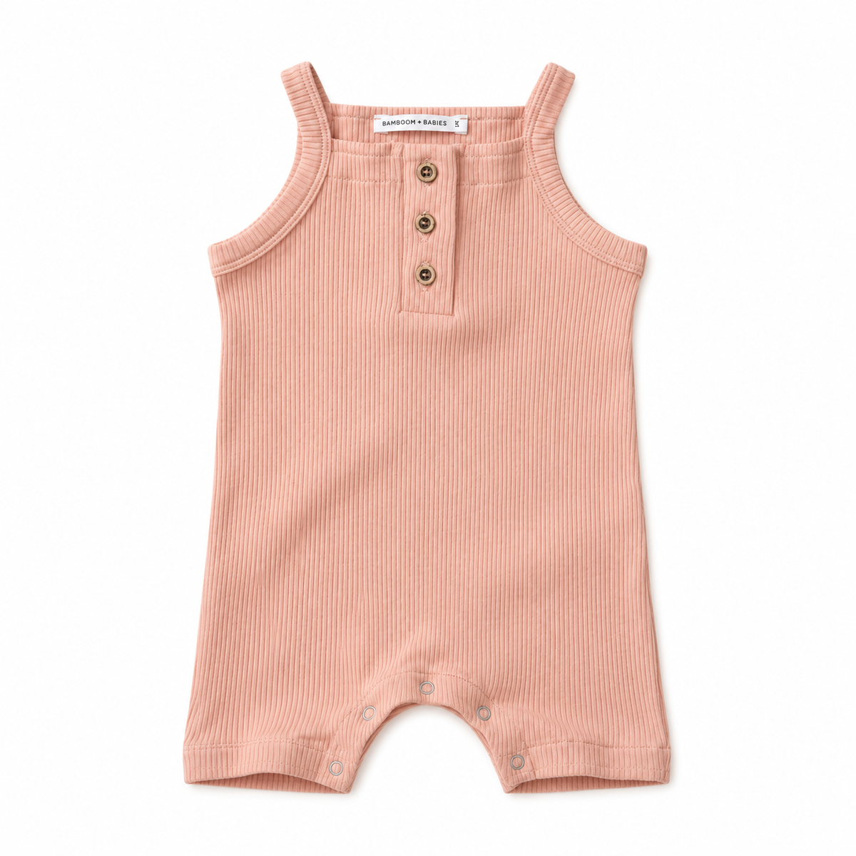 Tutina a canotta in bambù e cotone bio, Soft peach, capo intero su sfondo bianco
