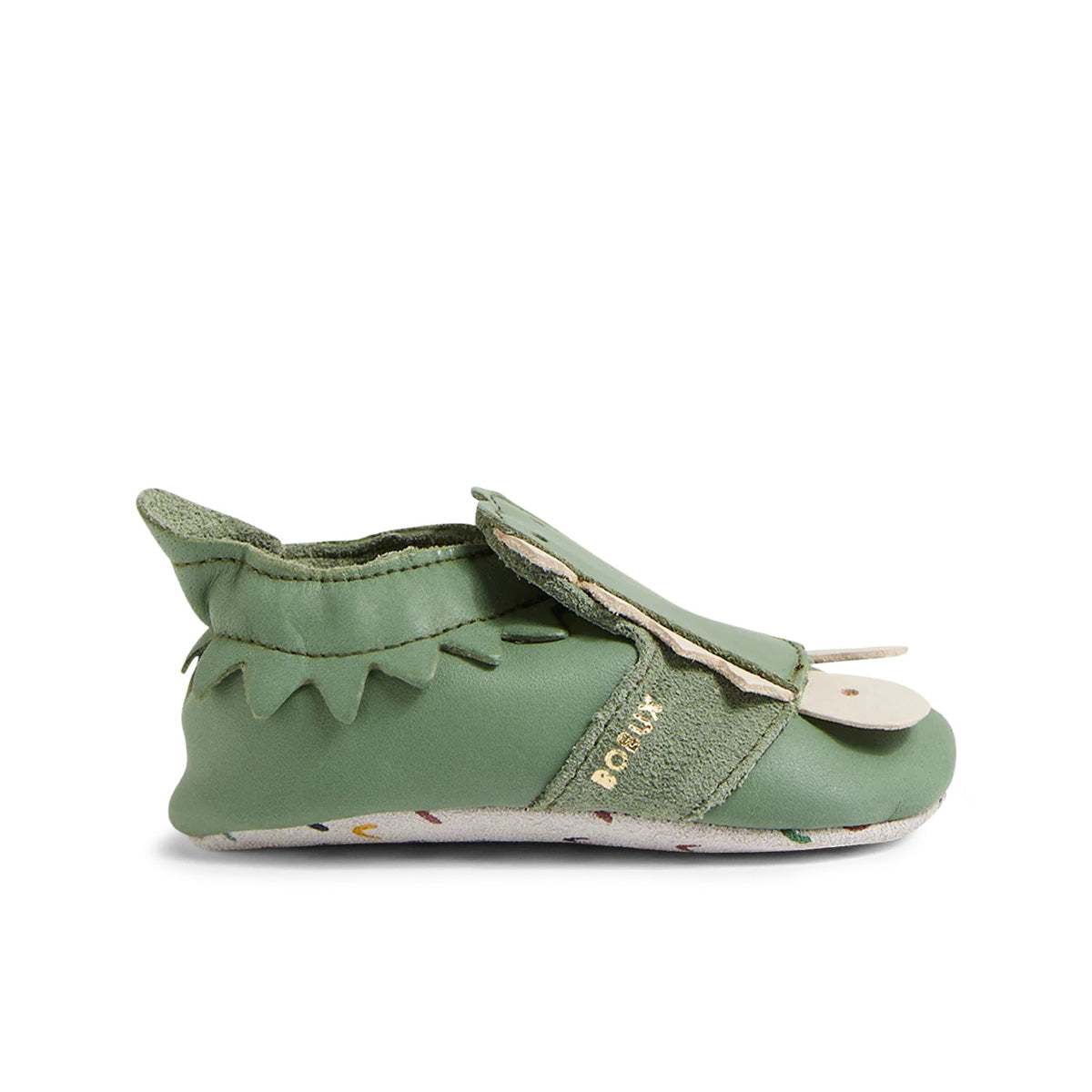 Soft Leather Slippers, Green Snap