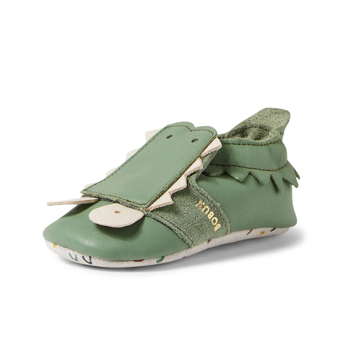 Soft Leather Slippers, Green Snap