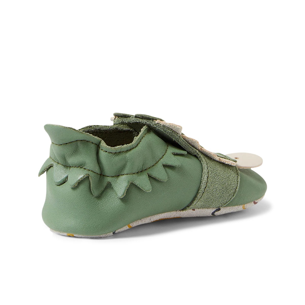 Soft Leather Slippers, Green Snap