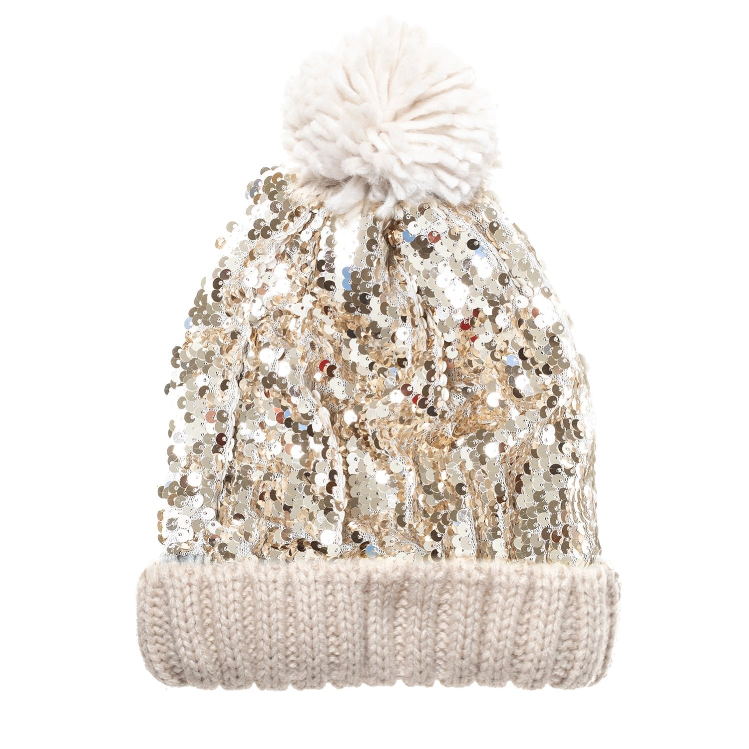 Cappello in maglia, Paillettes dorate (3-6 anni)
