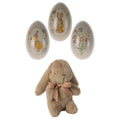 Coniglietto Dusty brown mini peluche con uovo di Pasqua in metallo