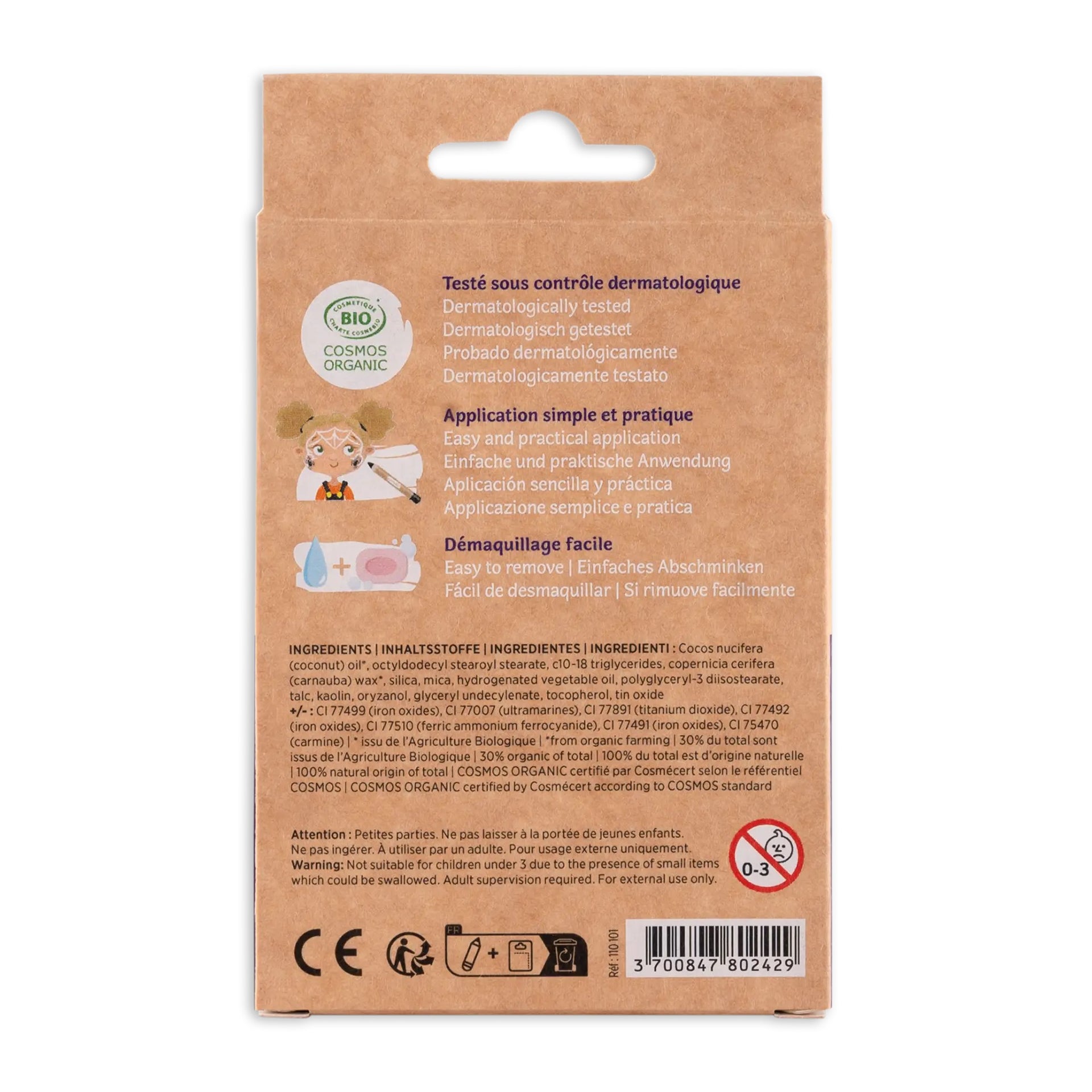 Matite bio face painting 6 colori, Orrore