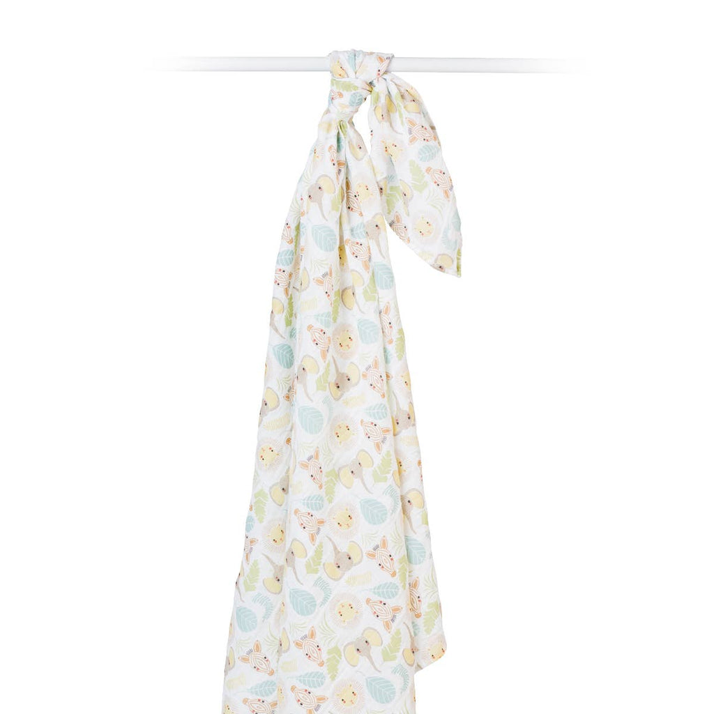 Muslin Cotton Baby Swaddle Blanket 120x120cm, Jungle